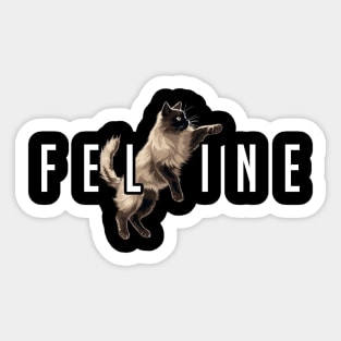 Feline Funny Cat Gift Retro Vintage Funny Cat Sticker